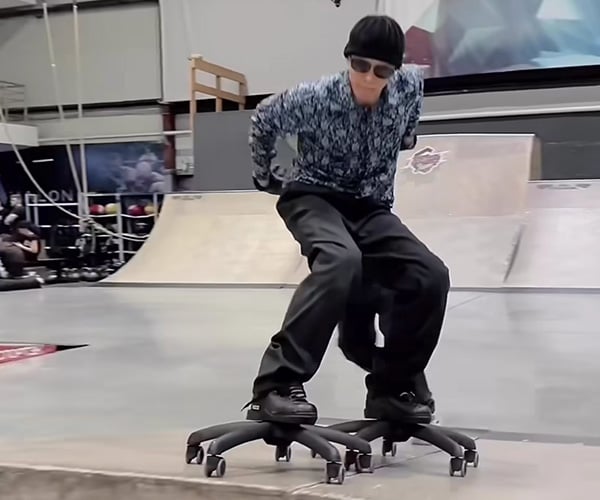 Skateboarding on Office Chair Wheels
