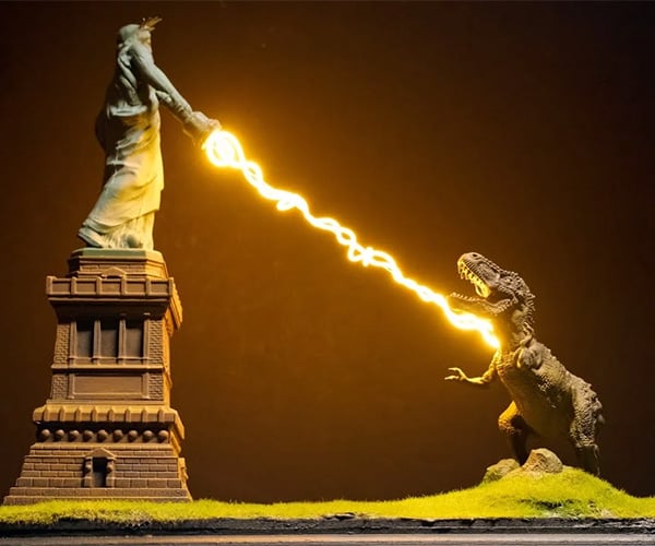 Statue of Liberty vs. T-Rex Diorama